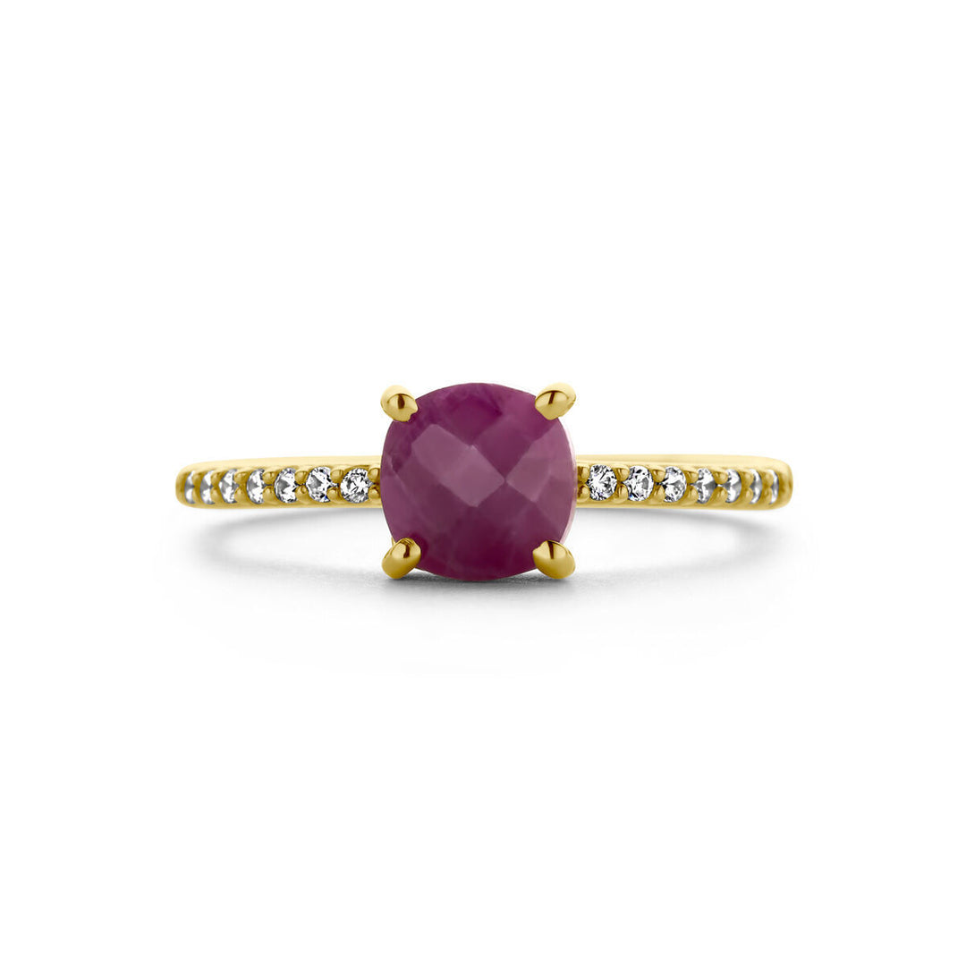 ring ruby ​​and zirconia 14K yellow gold