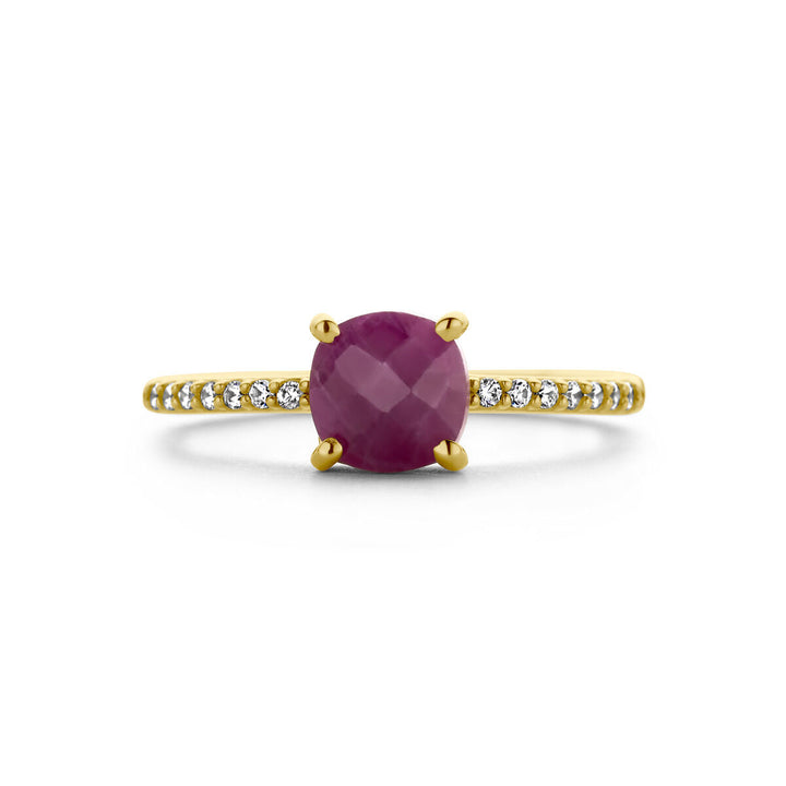 ring ruby ​​and zirconia 14K yellow gold