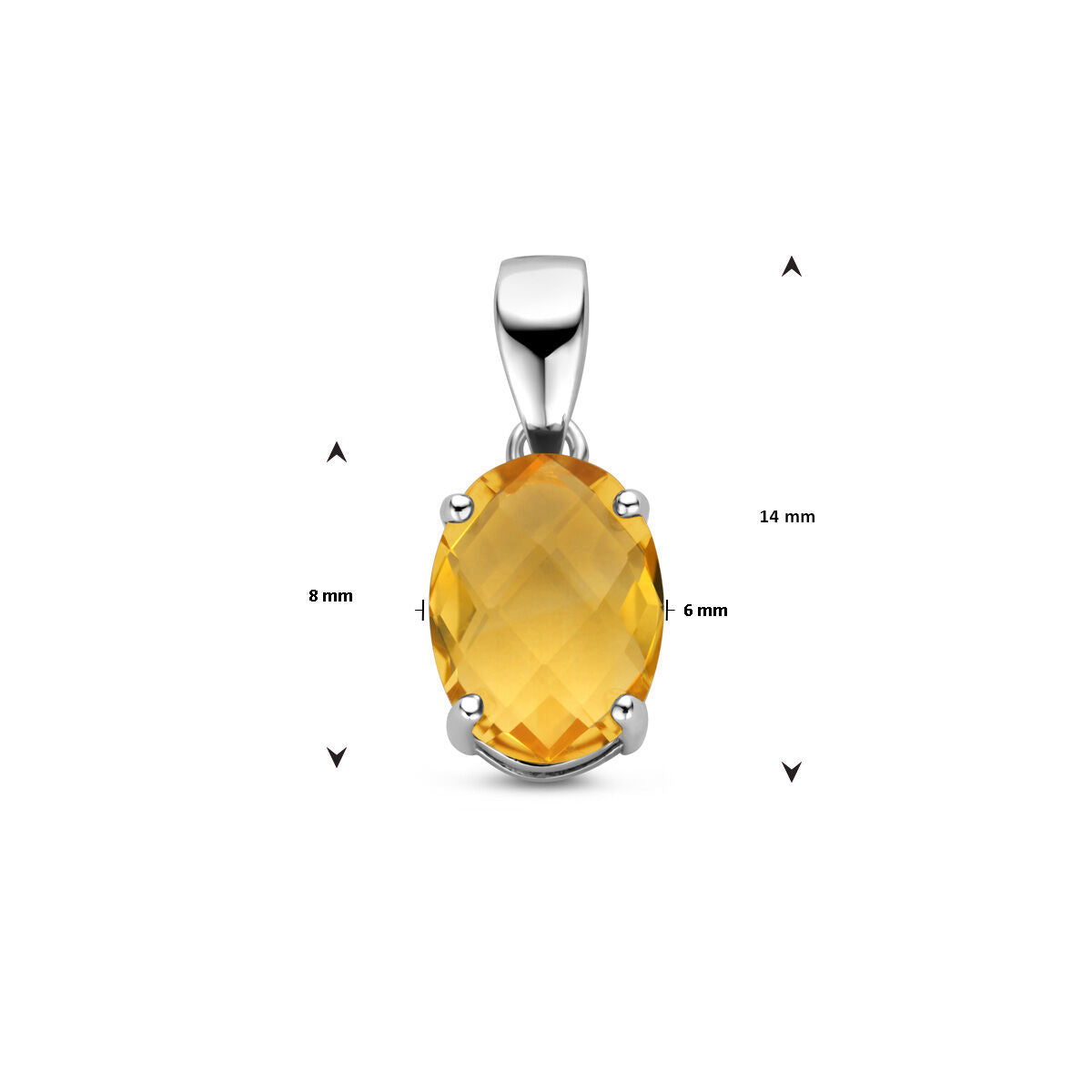pendant citrine silver rhodium plated