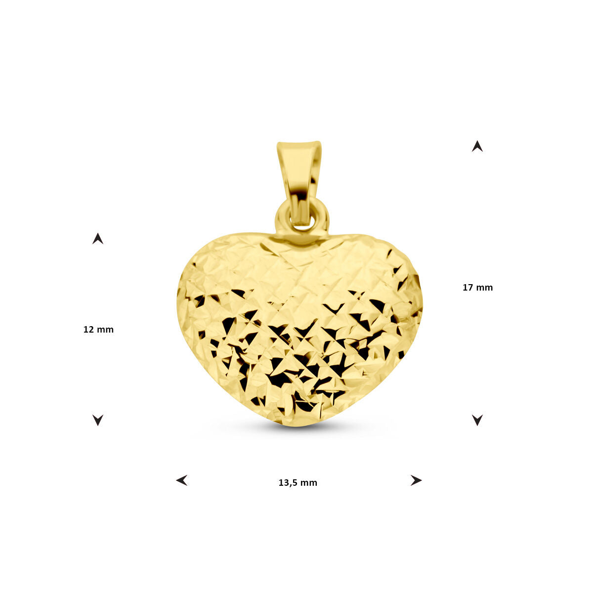 pendant heart diamond-plated 14K yellow gold