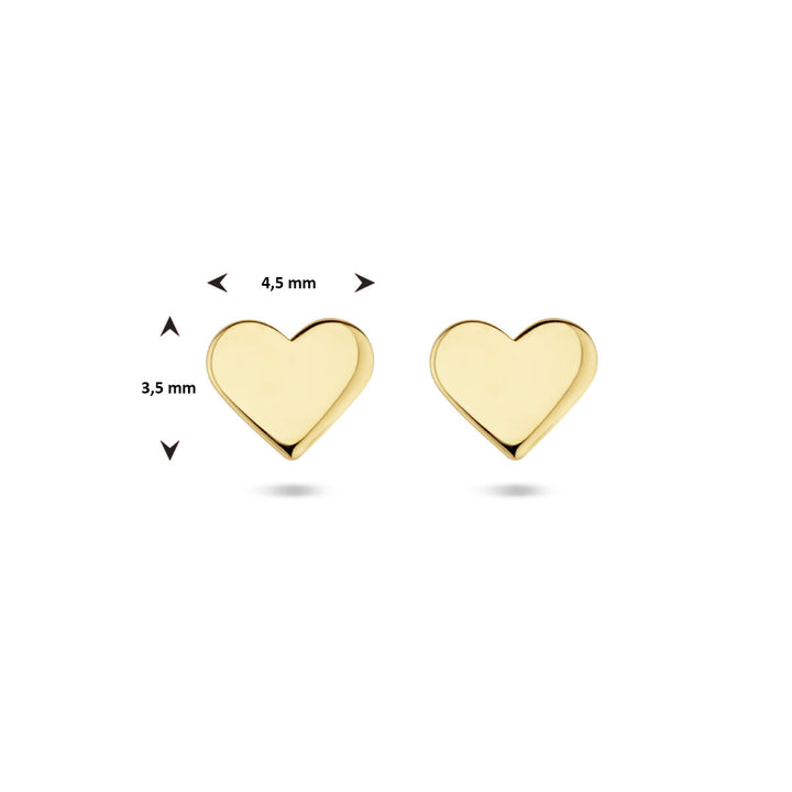 ear studs heart 14K yellow gold