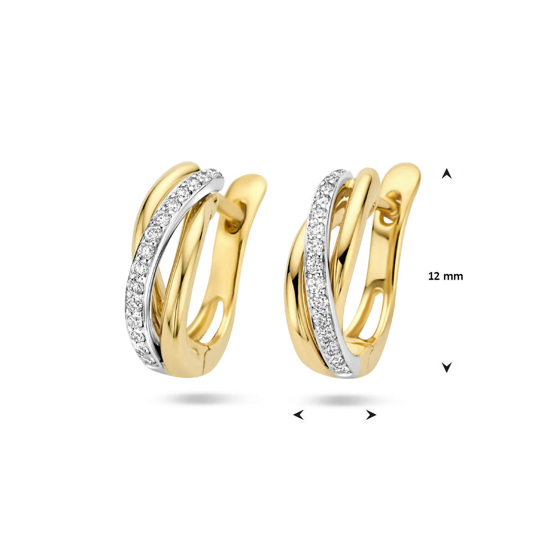 drop earrings diamond 0.16ct (2x0.08ct) h si 14K bicolor gold yellow/white 