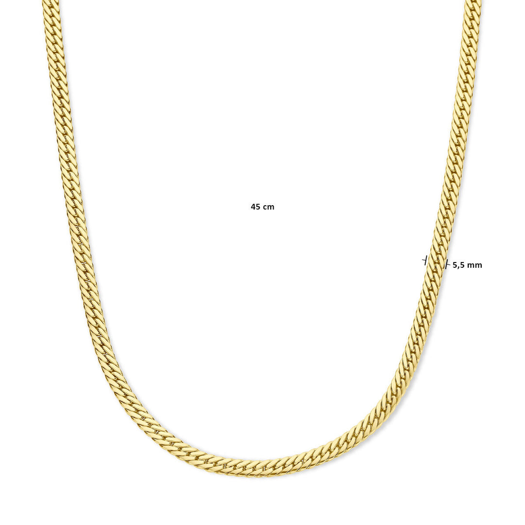 Halskette Gourmette 5,5 mm 45 cm 14K Gelbgold