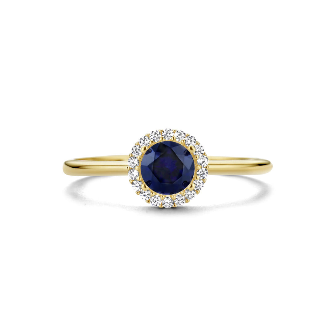 Ring Saphir-Zirkonia-Halo 14K Gelbgold