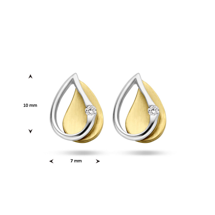 ear studs diamond 0.03ct (2x 0.015ct) h si 14K bicolor gold yellow/white