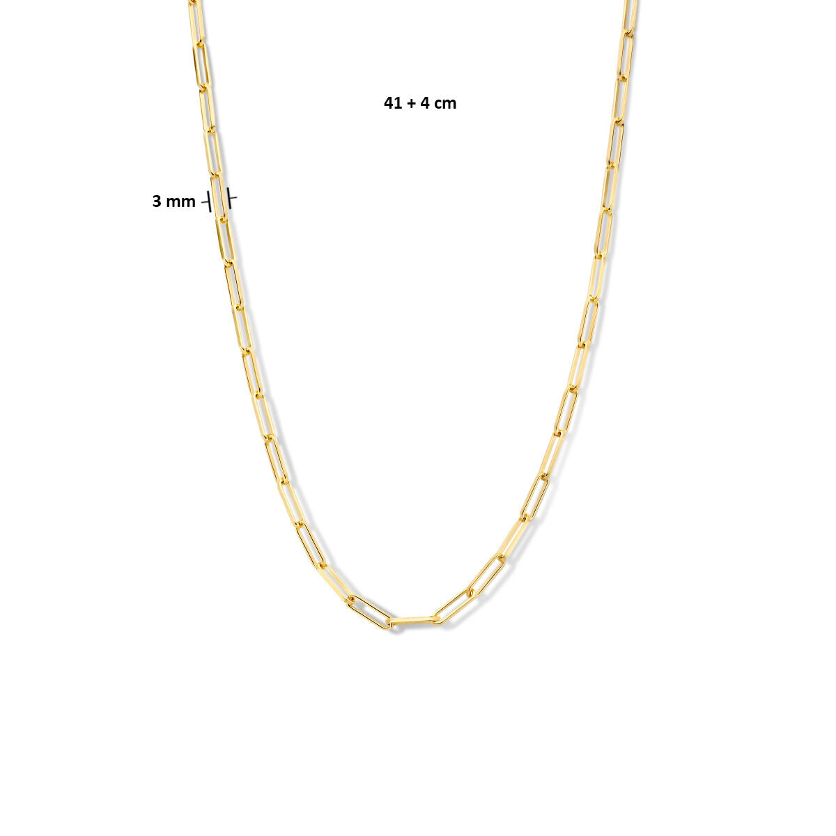 Silver necklace ladies paper clip square tube micron silver gold plated (yellow)