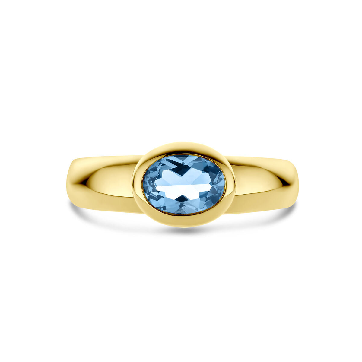 ring london blue topaas 14K geelgoud
