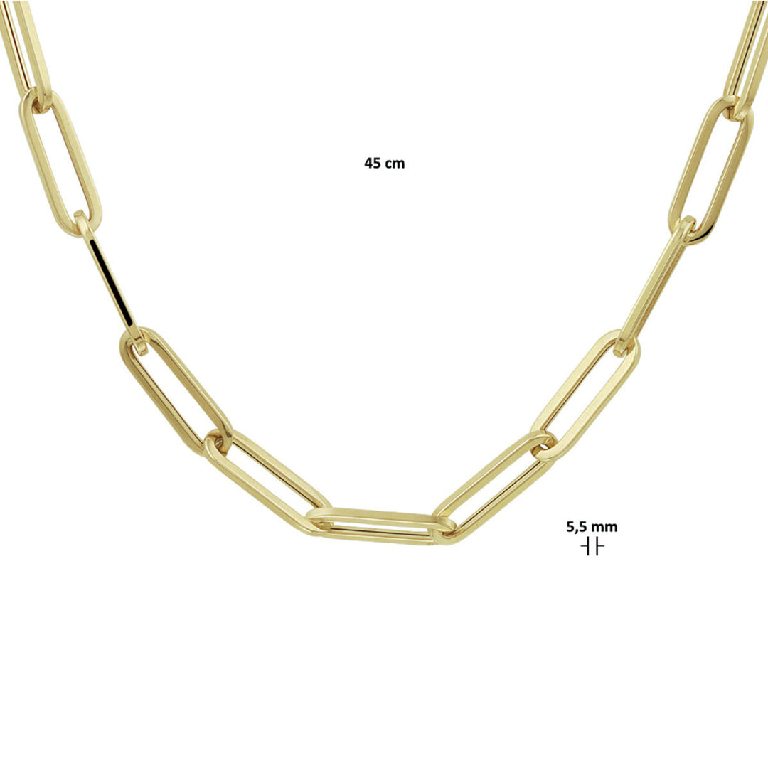 necklace paper clip square tube 5.5 mm 45 cm 14K yellow gold
