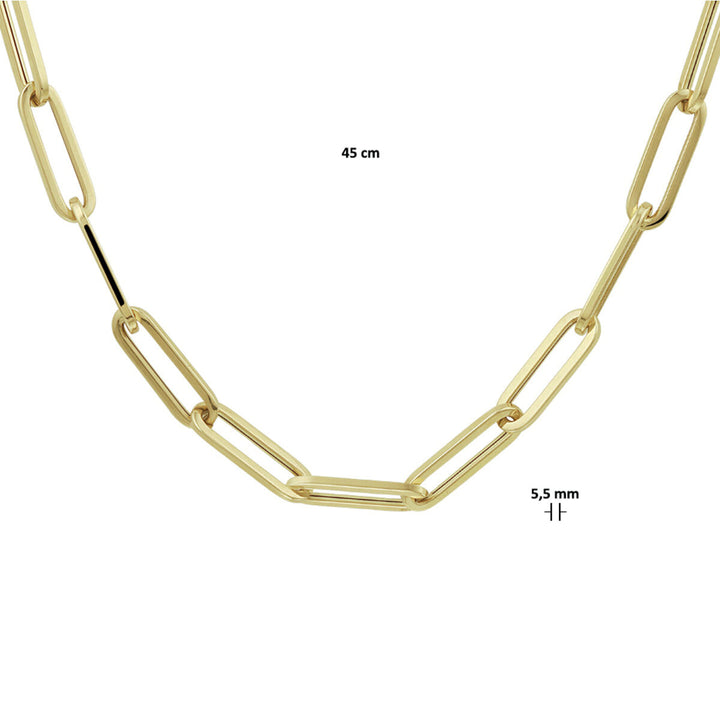necklace paper clip square tube 5.5 mm 45 cm 14K yellow gold