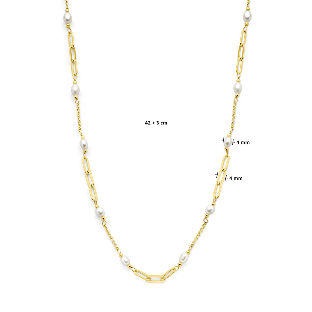 Silver necklace ladies pearls 3 micron gold plated (yellow)