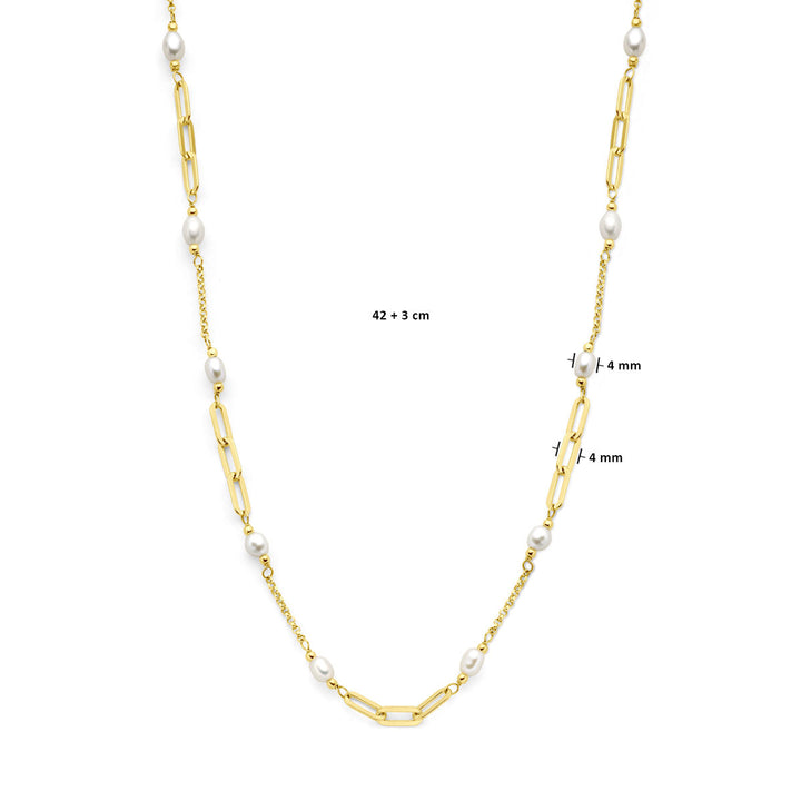 Silberkette Damen Perlen 3 Mikron vergoldet (gelb)