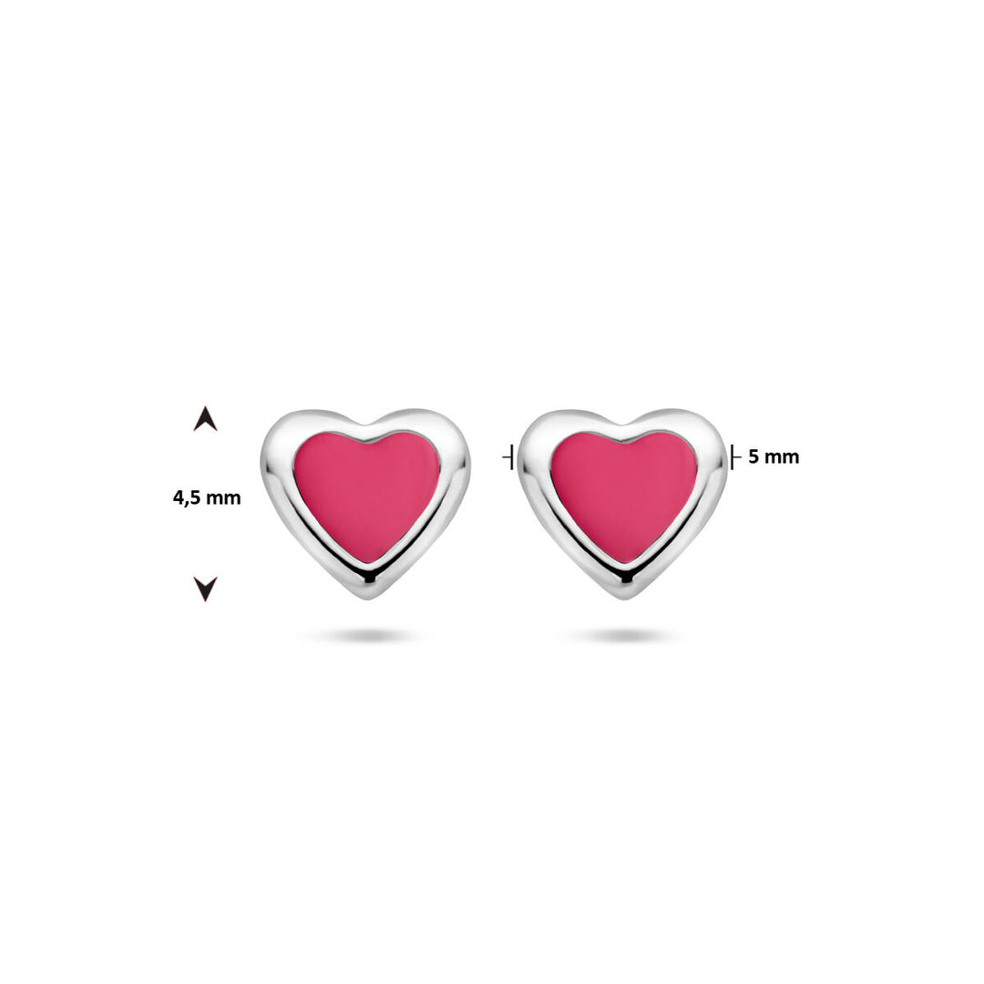 ear studs heart silver rhodium plated