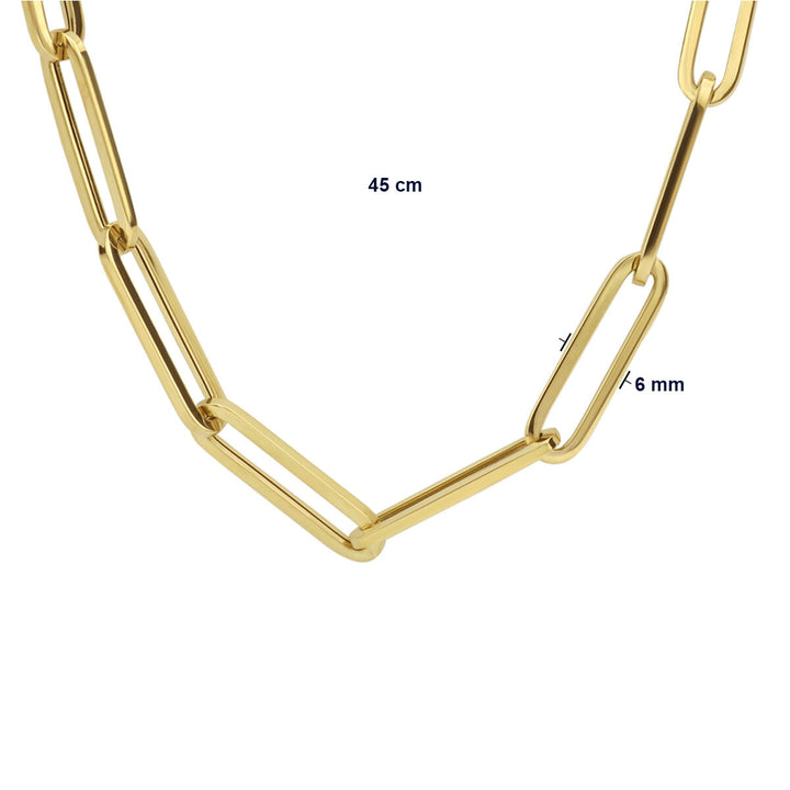 necklace paper clip square tube 6.0 mm 45 cm 14K yellow gold
