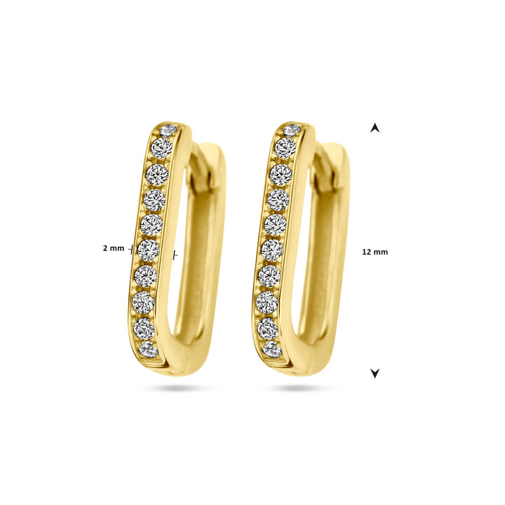 drop earrings paperclip zirconia 14K yellow gold