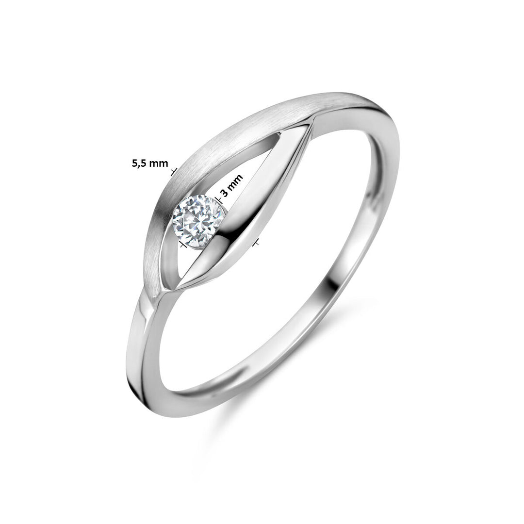 ring drop zirconia poly/matte silver rhodium plated