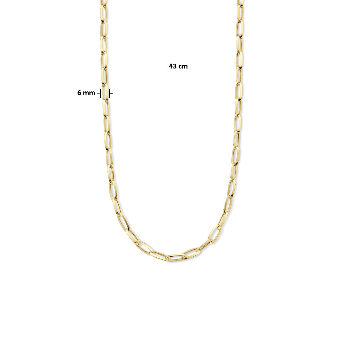 collier paperclip spitse buis 6,0 mm 43 cm 14K geelgoud