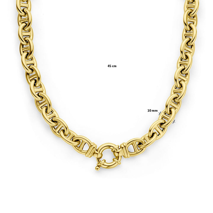 marine necklace 10 mm 45 cm with large spring clasp 14K yellow gold