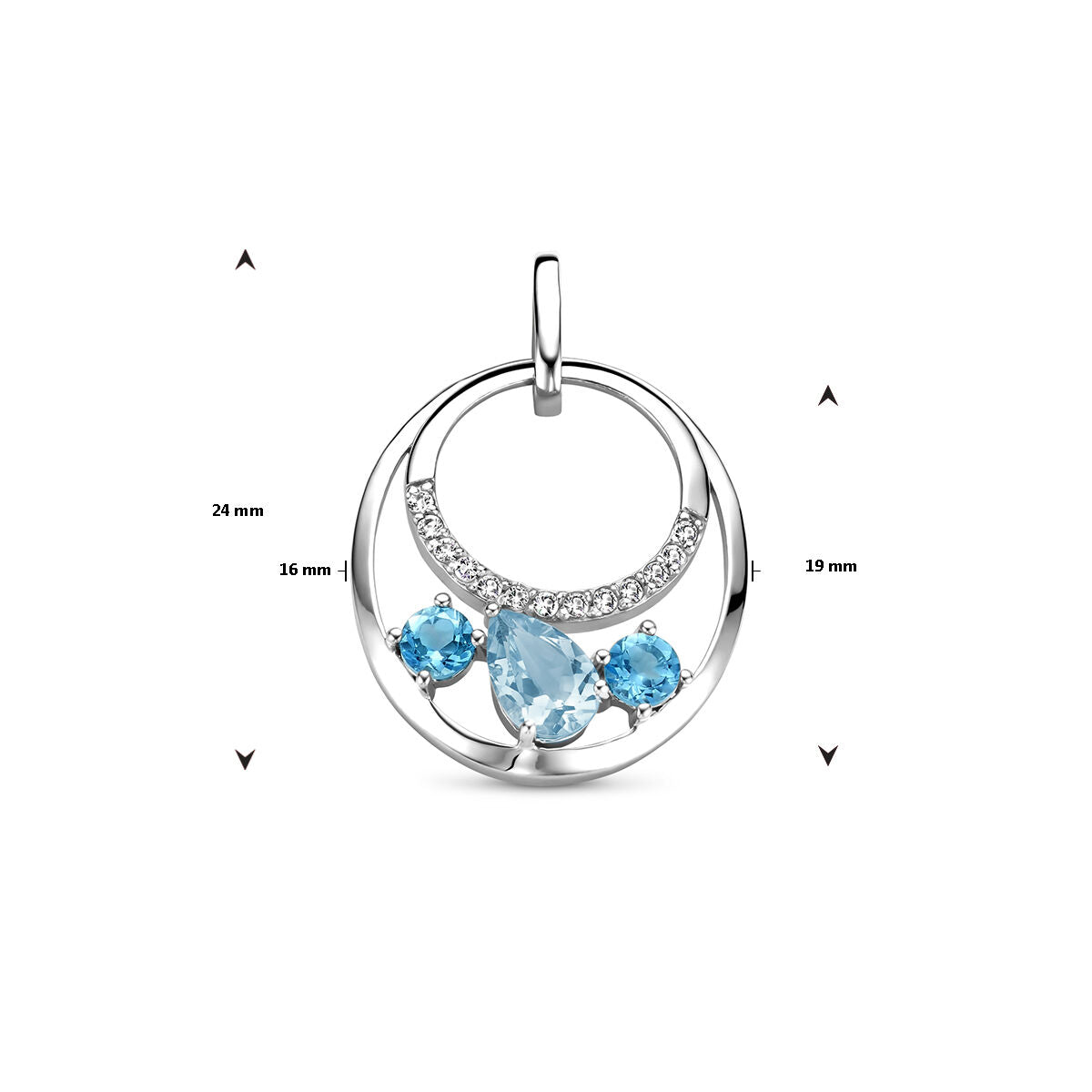 pendant topaz silver rhodium plated