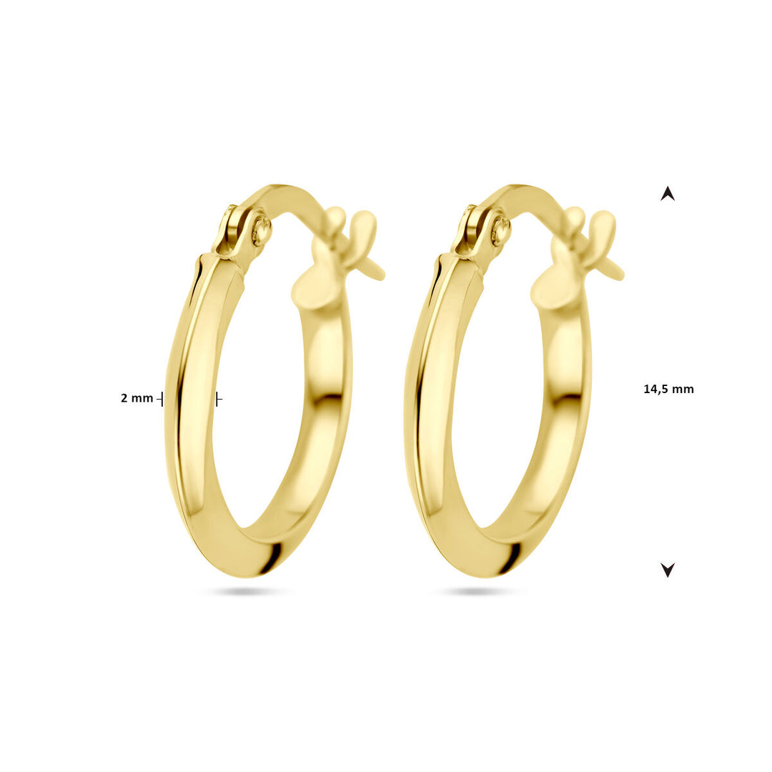 earrings pointed tube 14K yellow gold