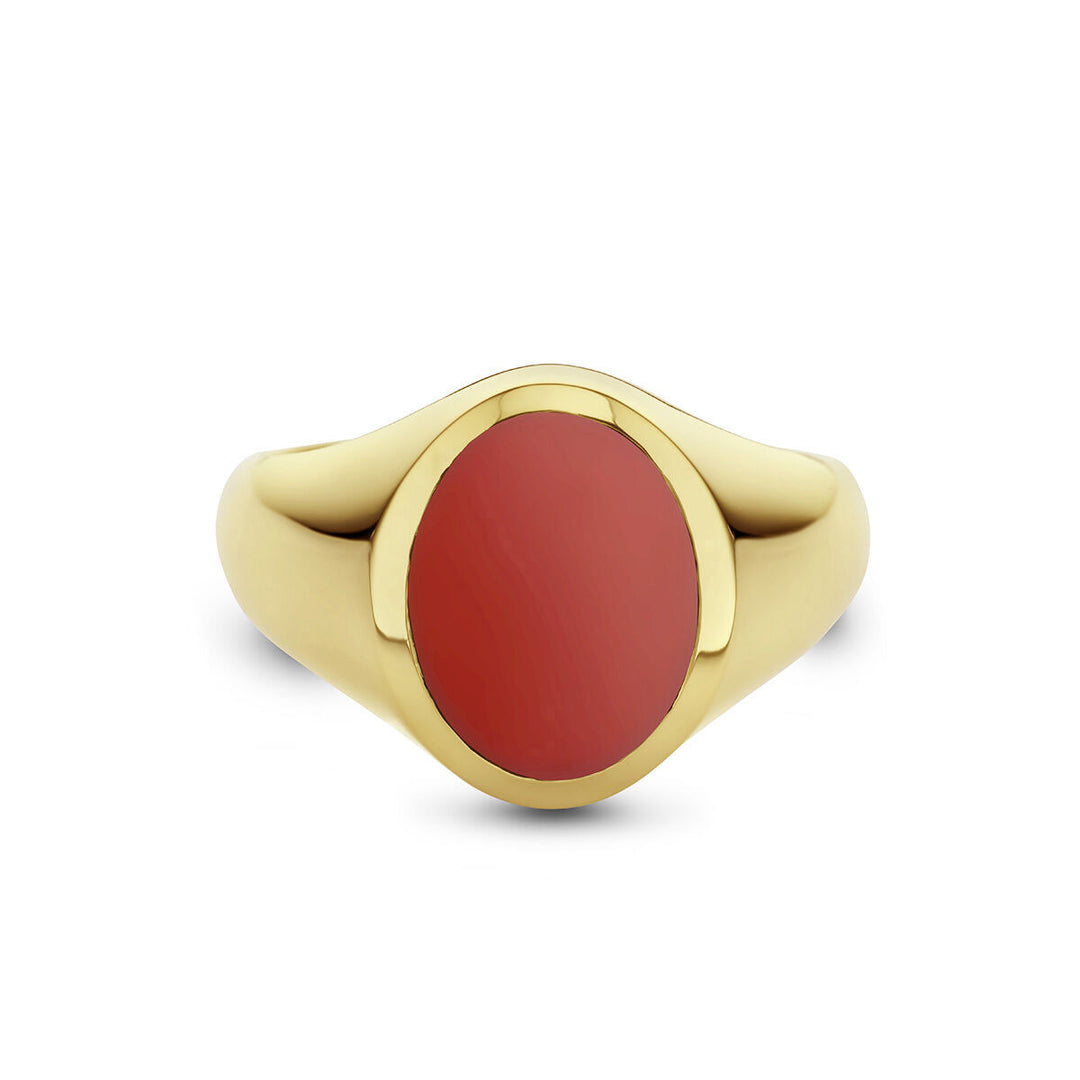 signet ring solid carnelian 11 x 8mm 14K yellow gold