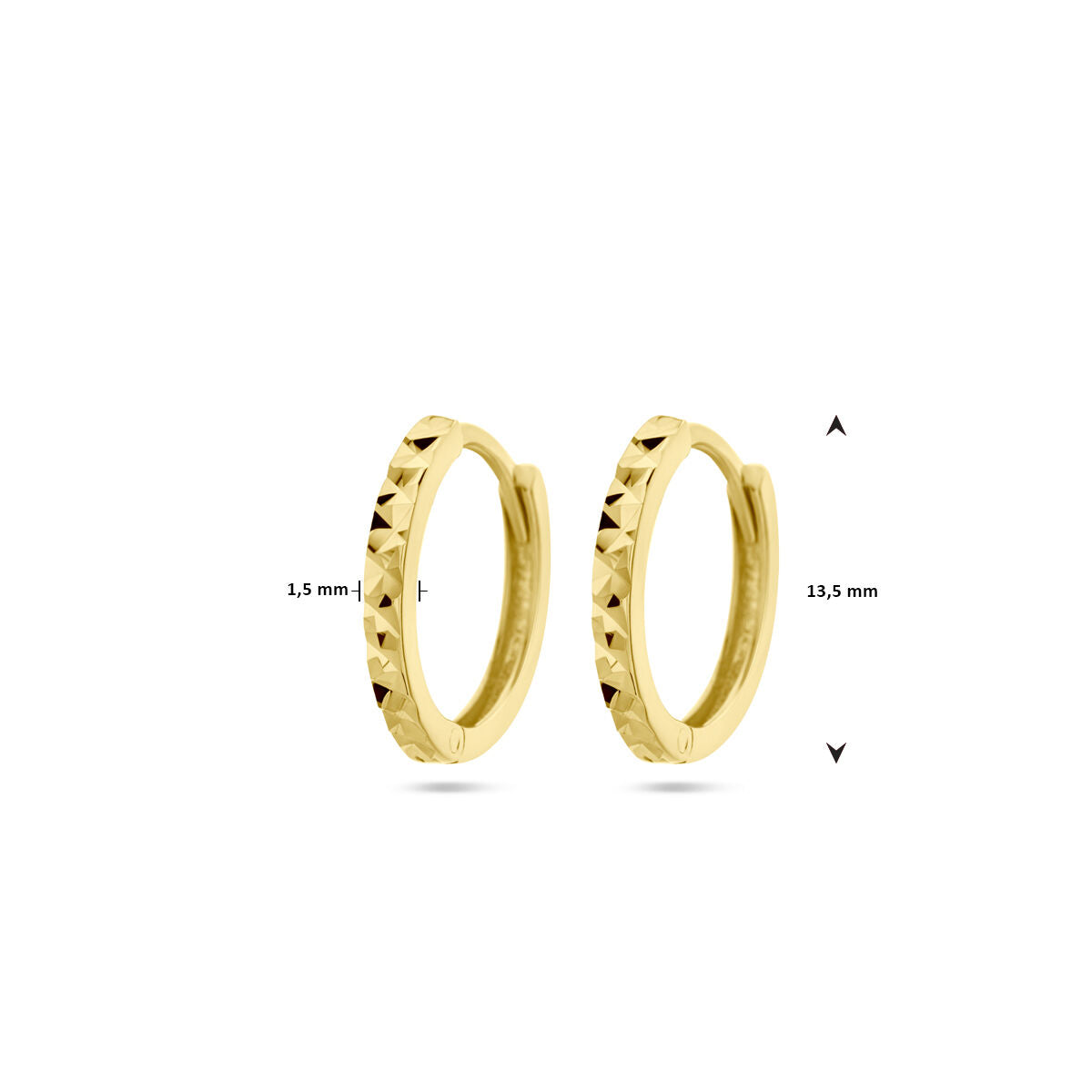 klapoorringen gediamanteerd 14K geelgoud