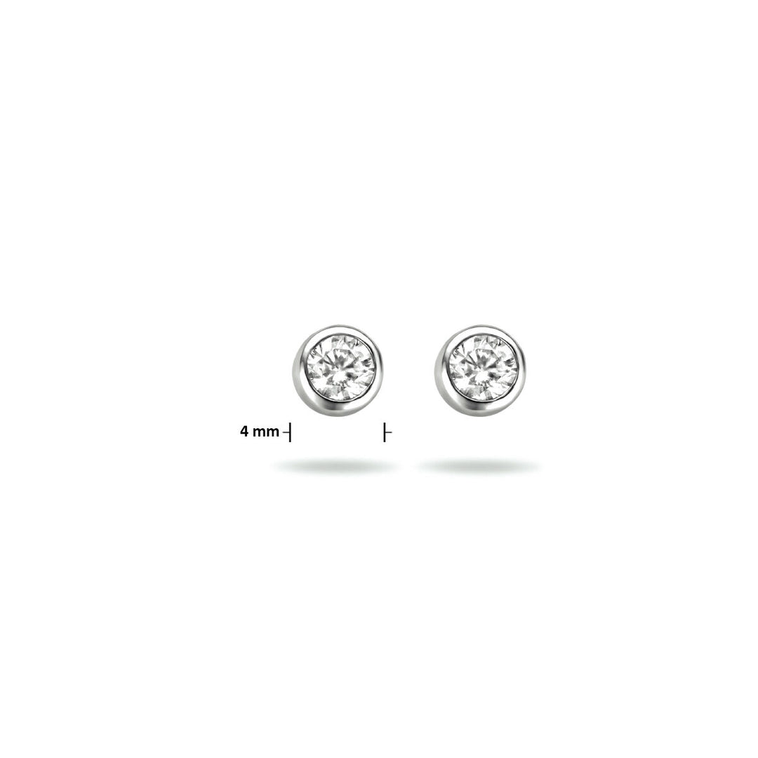 ear studs zirconia silver rhodium plated