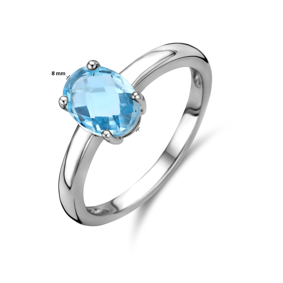 ring blue topaz silver rhodium plated