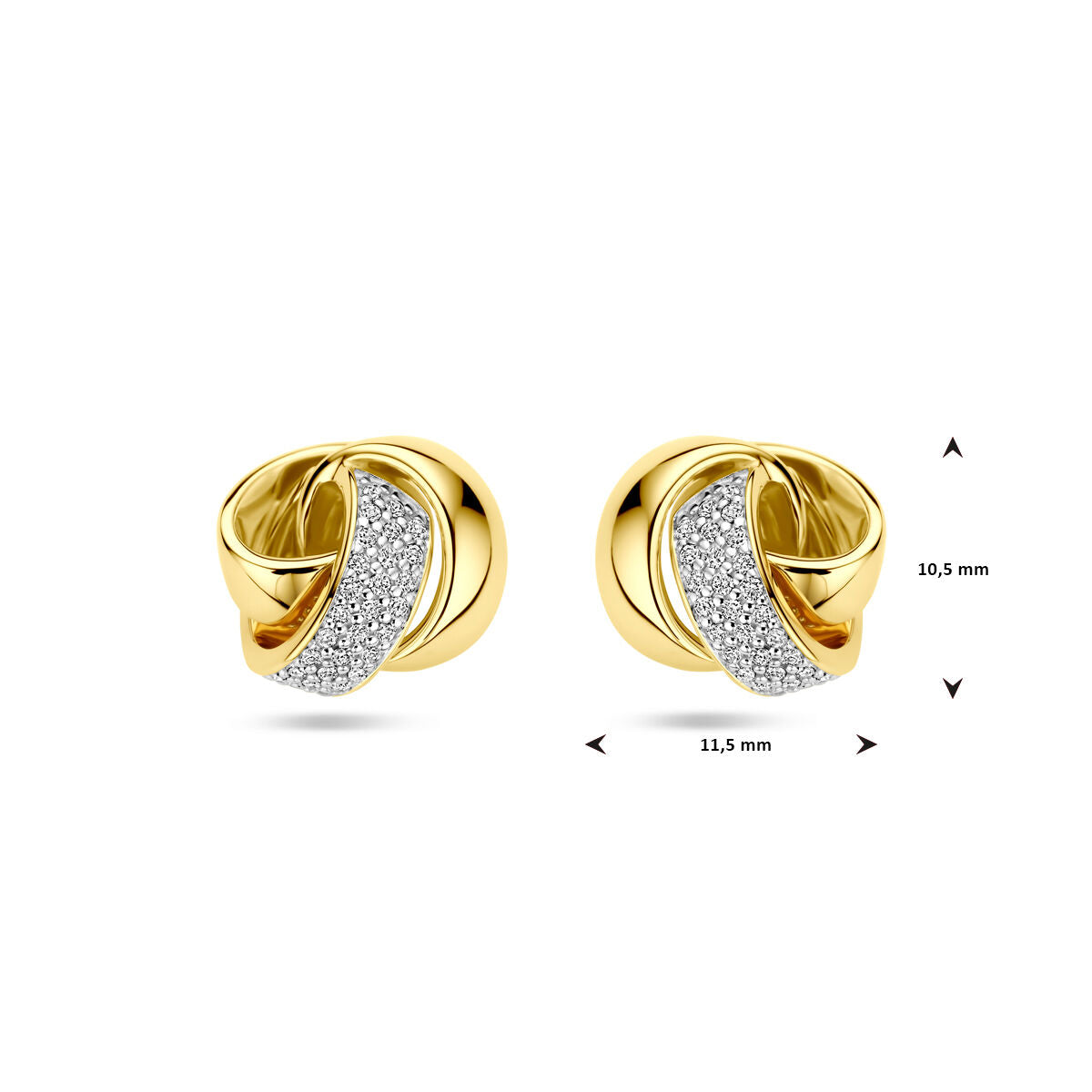 stud earrings button diamond 0.19ct (2x 0.095ct) h si 14K yellow gold