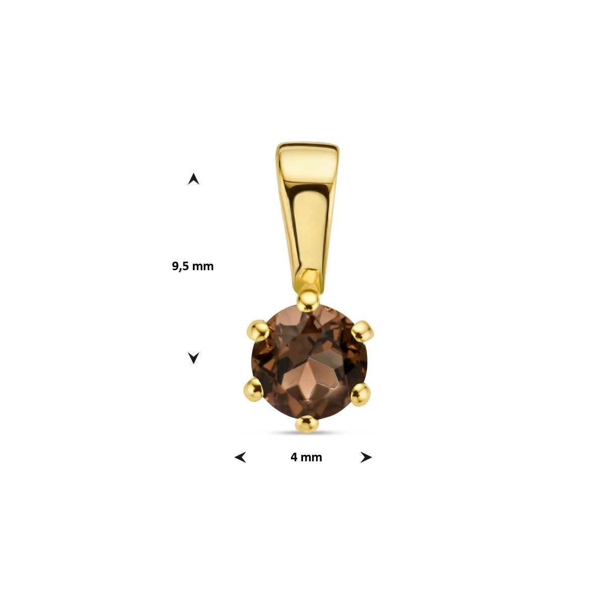 hanger rookkwarts 14K geelgoud