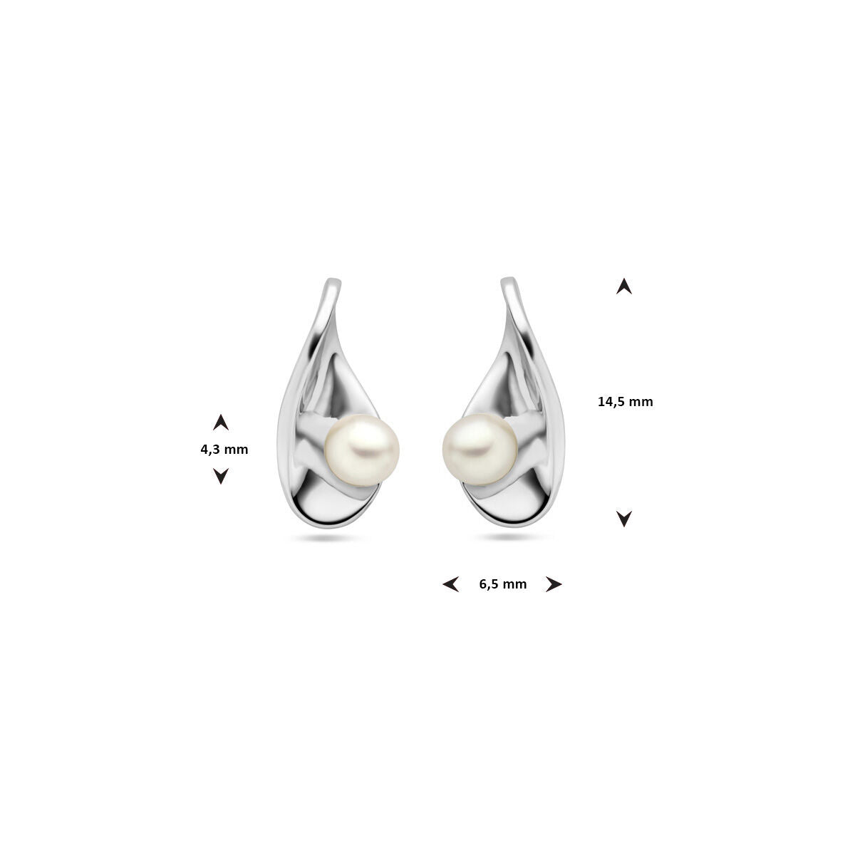 oorknoppen parel zilver gerhodineerd