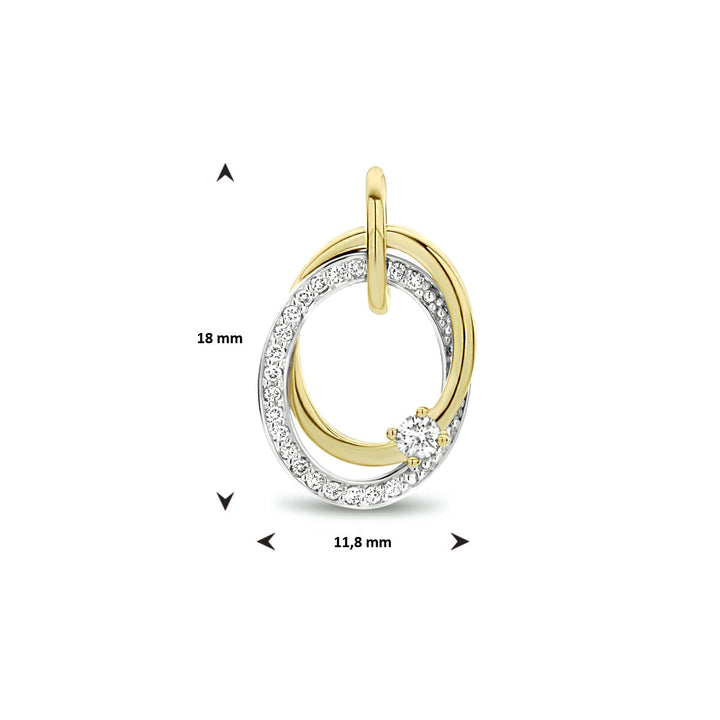 hanger diamant 0.14ct h si 14K bicolor goud geel/wit