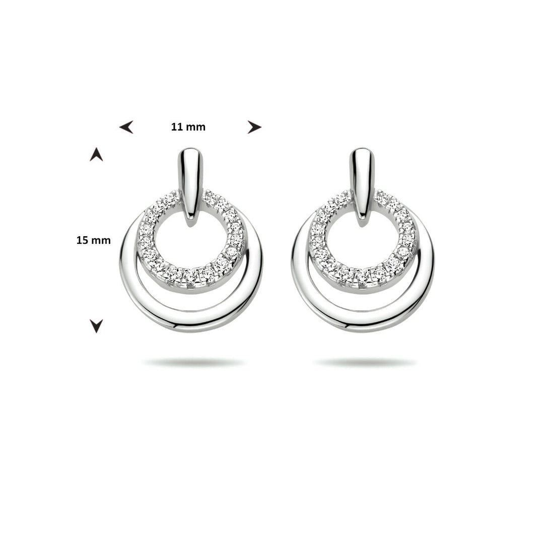 ear studs zirconia silver rhodium plated