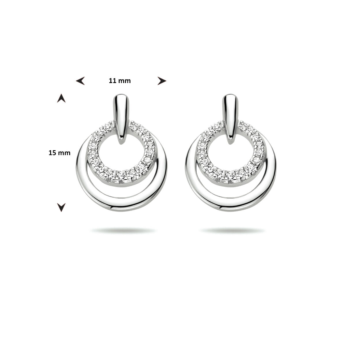oorknoppen zirkonia zilver gerhodineerd