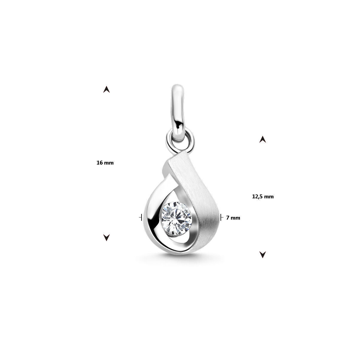 hanger zirkonia poli/mat zilver gerhodineerd