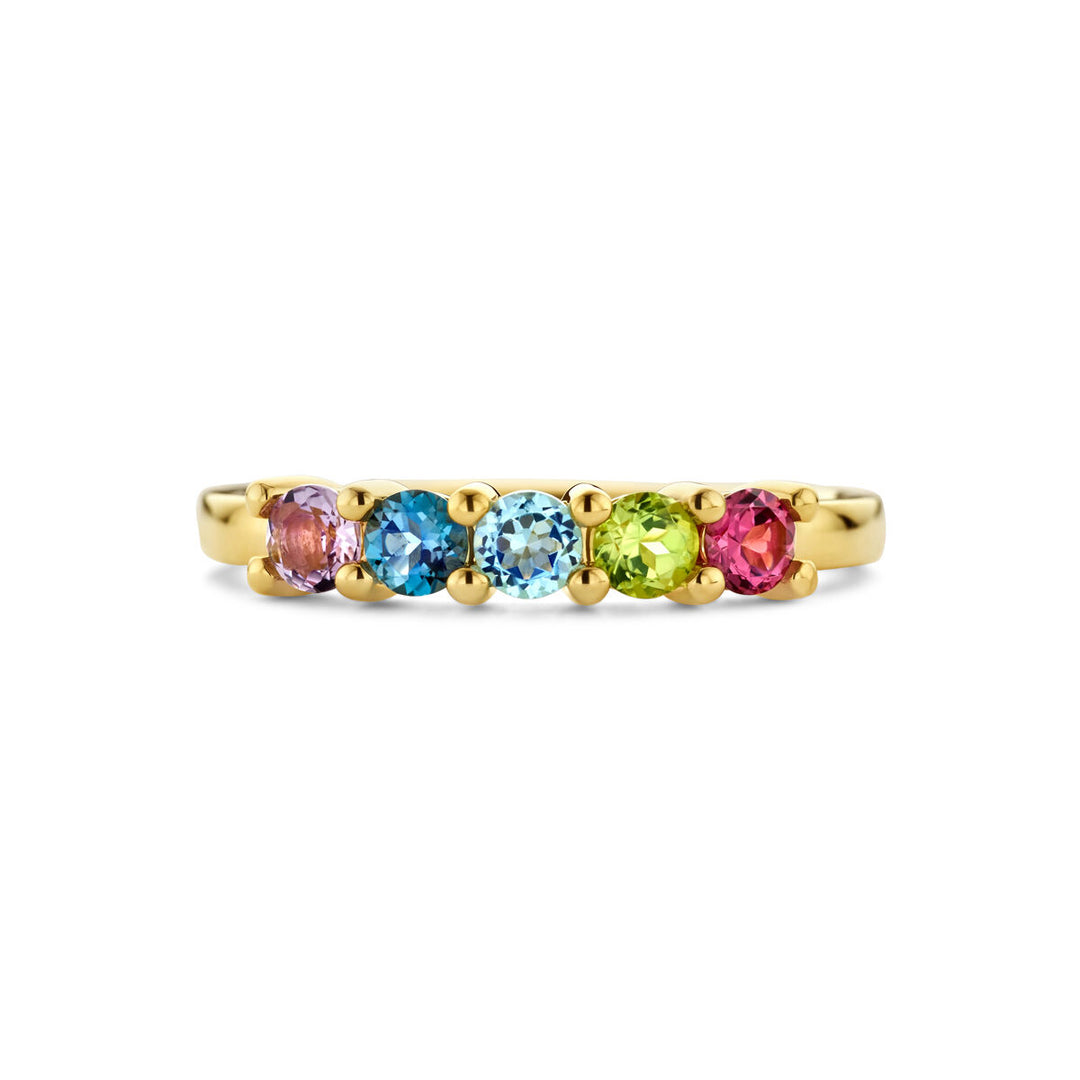 ring natural colored stones 14K yellow gold