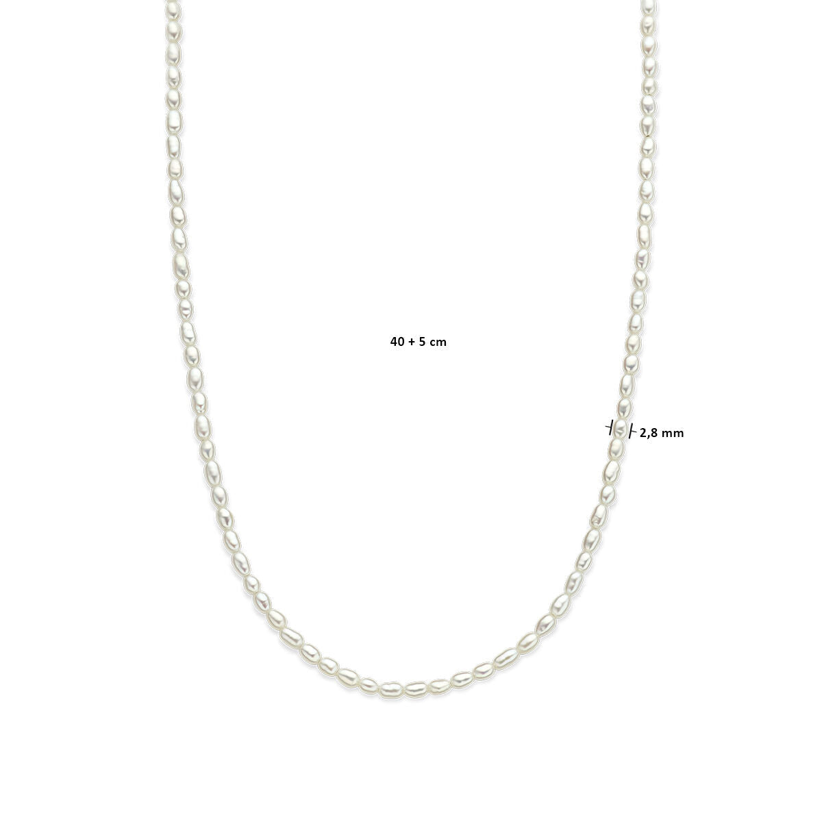 Zilveren ketting dames parels gerhodineerd