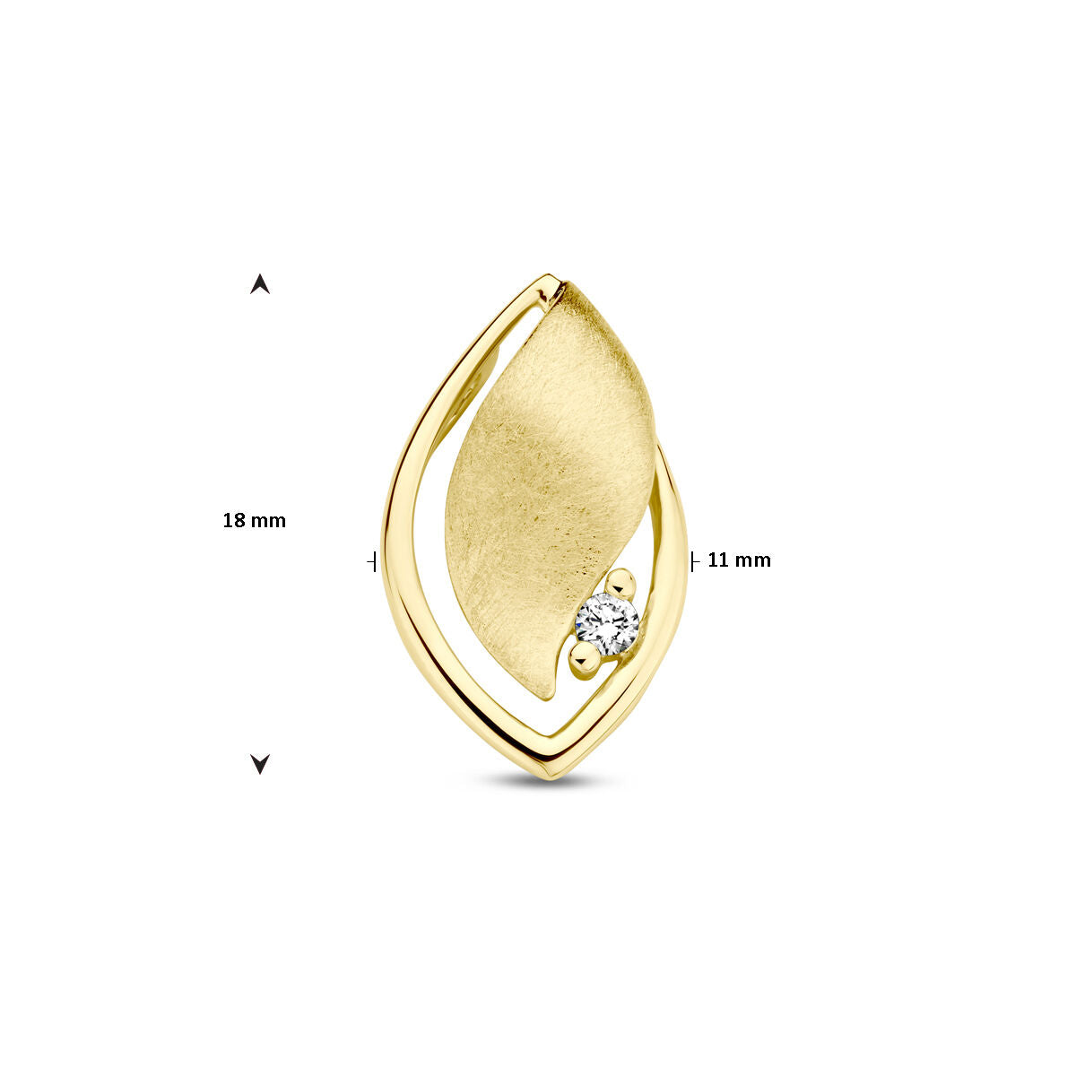 pendant polish/matt diamond 0.04ct h si 14K yellow gold