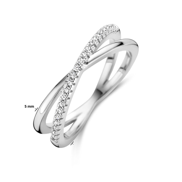 ring zirconia silver rhodium plated