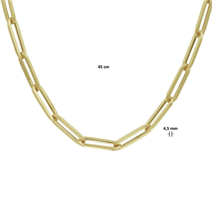 Halskette Büroklammer Vierkantrohr 4,5 mm 45 cm 14K Gelbgold