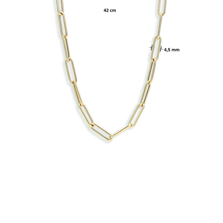 necklace paper clip round tube 4.5 mm 42 cm 14K yellow gold