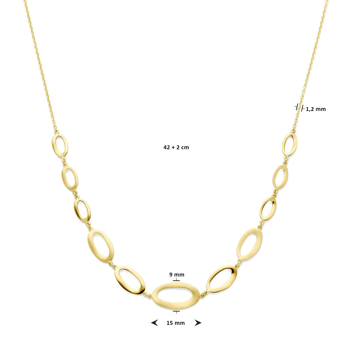 necklace 42 + 2 cm poly/matt 14K yellow gold