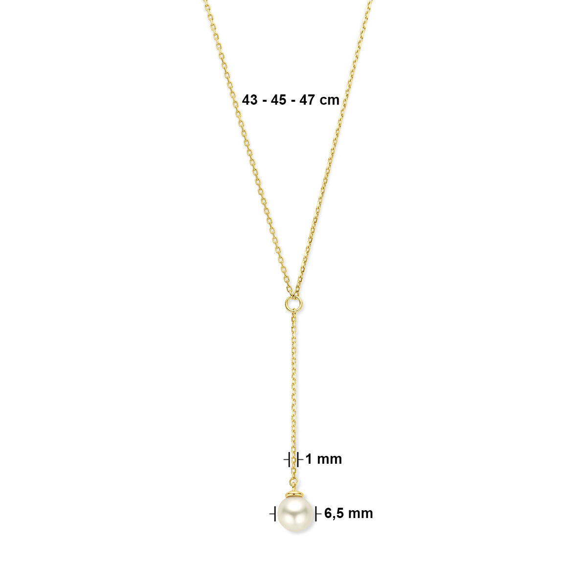 Y-necklace pearl 14K yellow gold