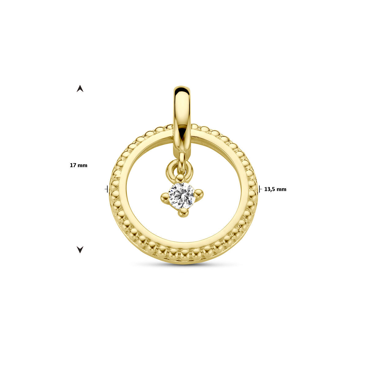 hanger cirkel diamant 0.06ct h si 14K geelgoud