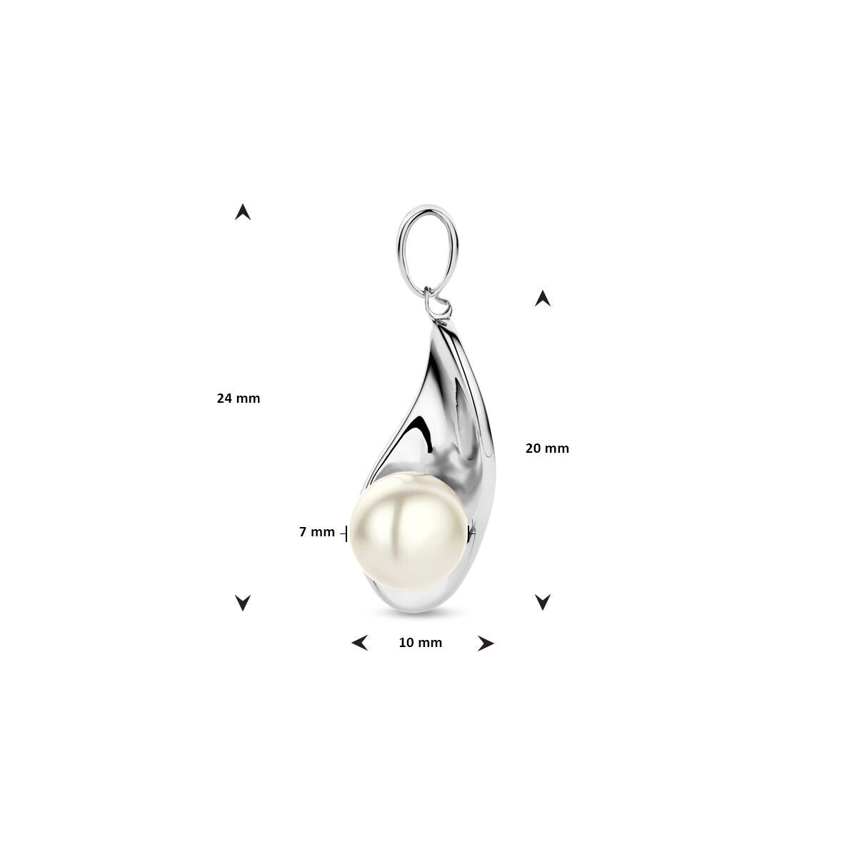 pendant pearl silver rhodium plated