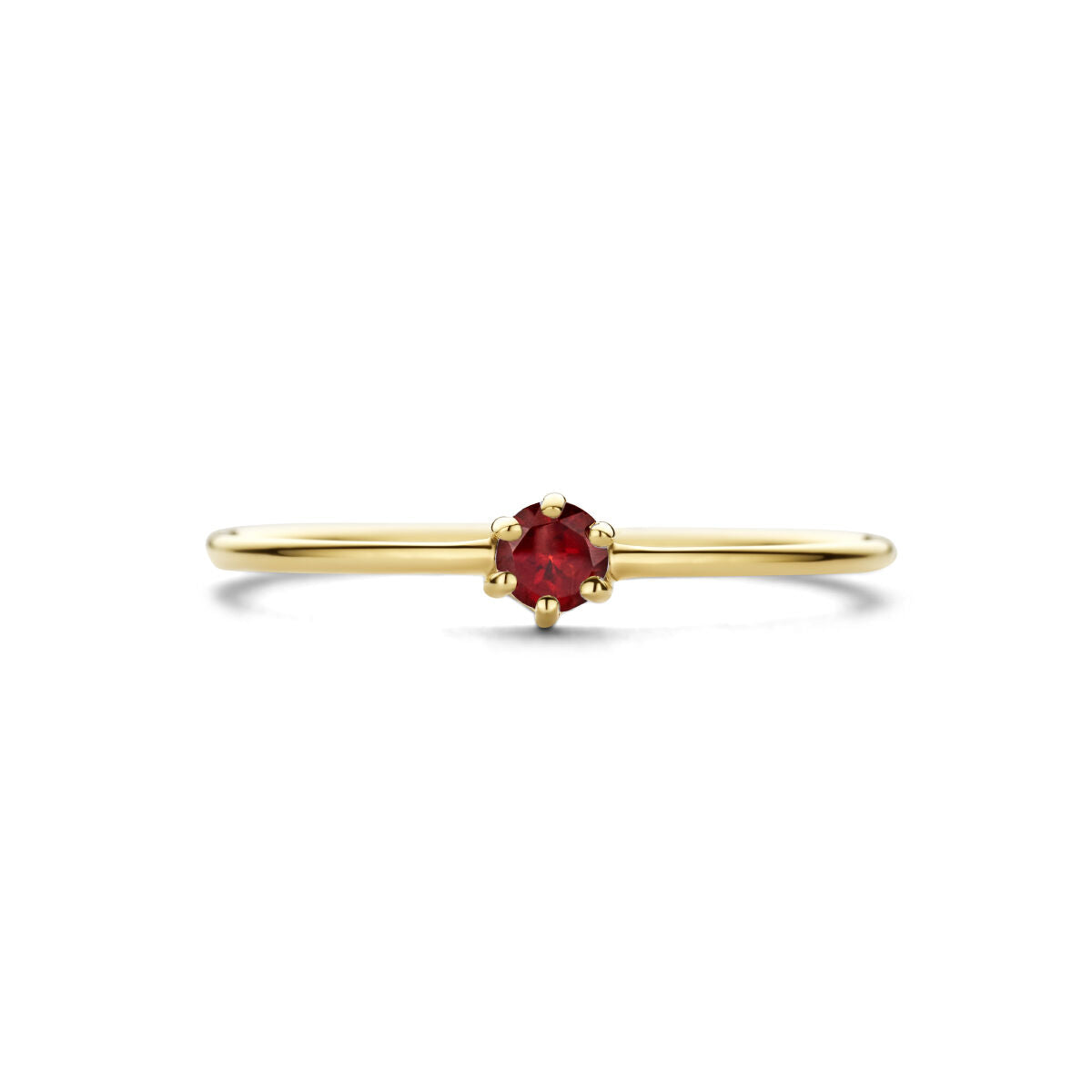 ring met geboortesteen granaat  januari 14K geelgoud