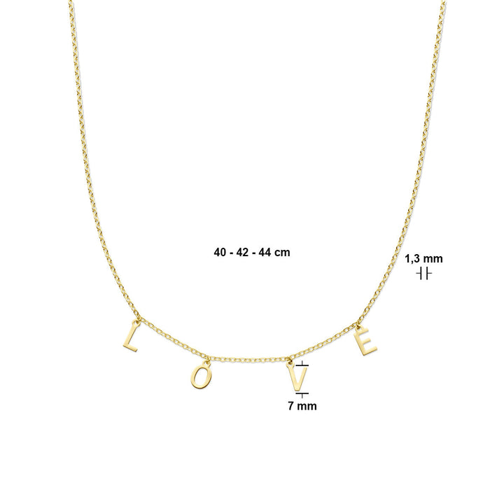 necklace love 40 - 42 - 44 cm 14K yellow gold