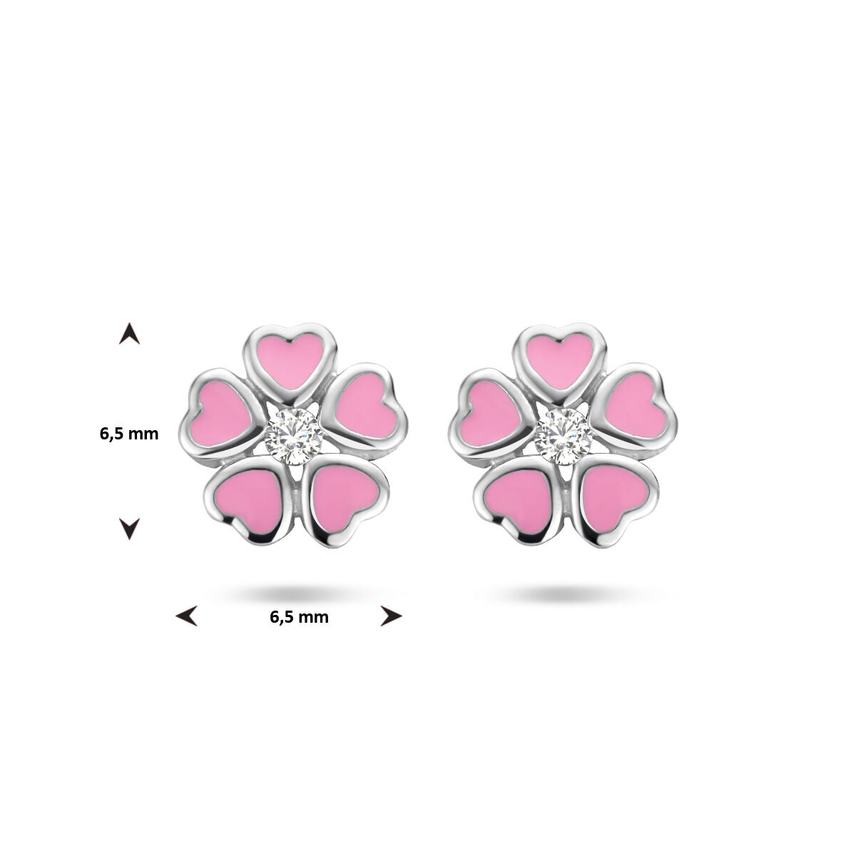 ear studs flower zirconia silver rhodium plated
