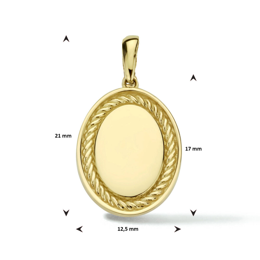 engraving pendant oval 14K yellow gold