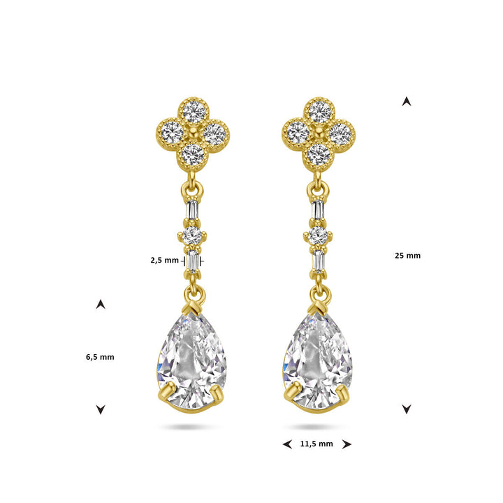 earrings zirconia 14K yellow gold