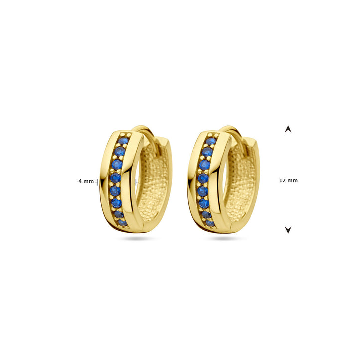 drop earrings blue zirconia 14K yellow gold